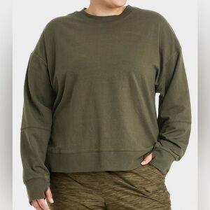 FRENCH TERRY SWEATSHIRT Olive Green Women’s SZ 1X 18 All In Motion